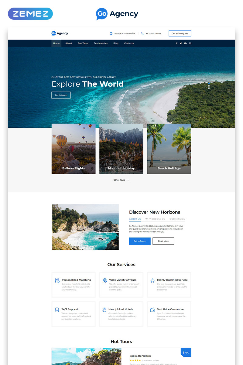 Go Agency - Travel Agency Clean Bootstrap HTML Landing Page Template