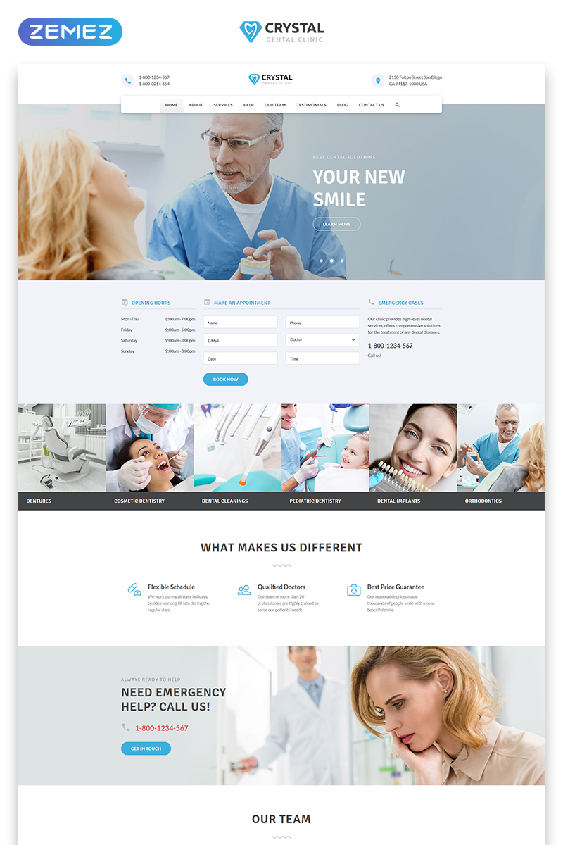 Crystal - Dentistry Clean Bootstrap HTML Landing Page Template