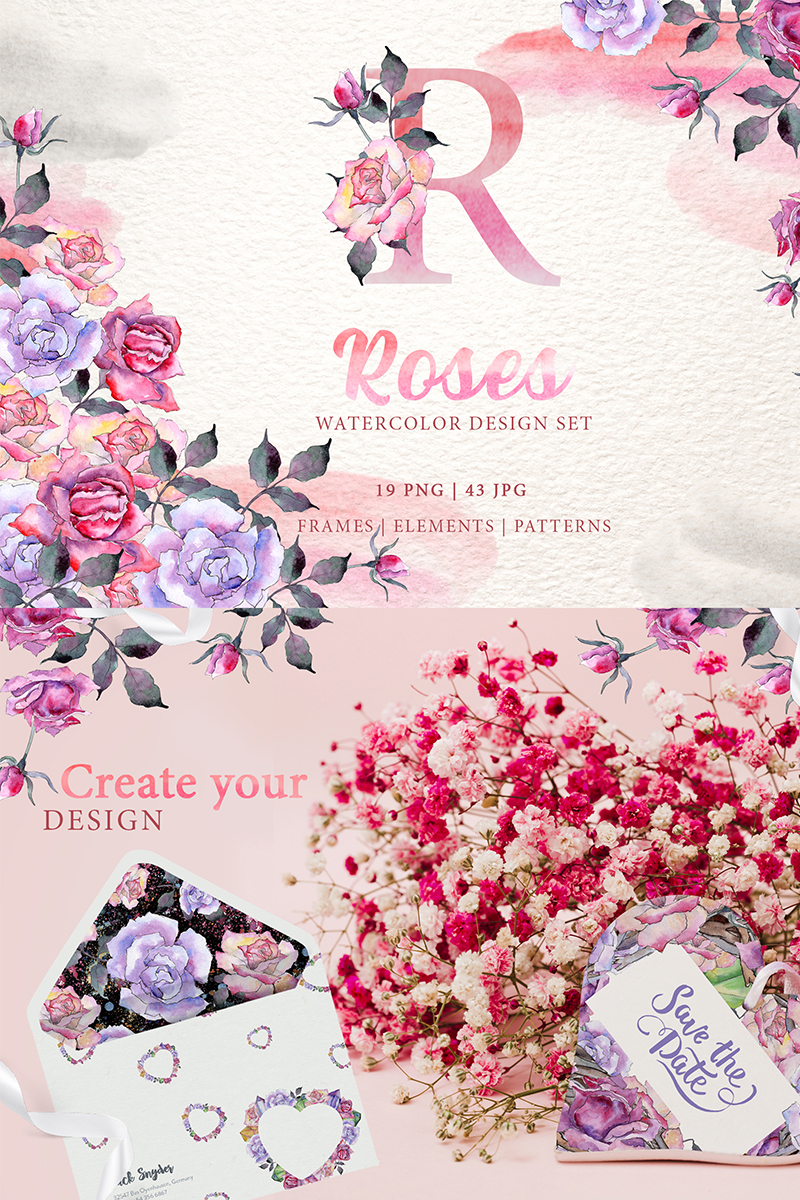 Pink Roses Watercolor png - Illustration