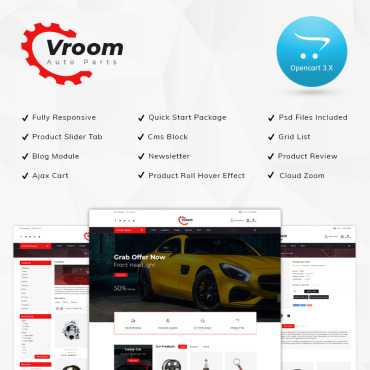 Auto Vroomautoparts OpenCart Templates 77365