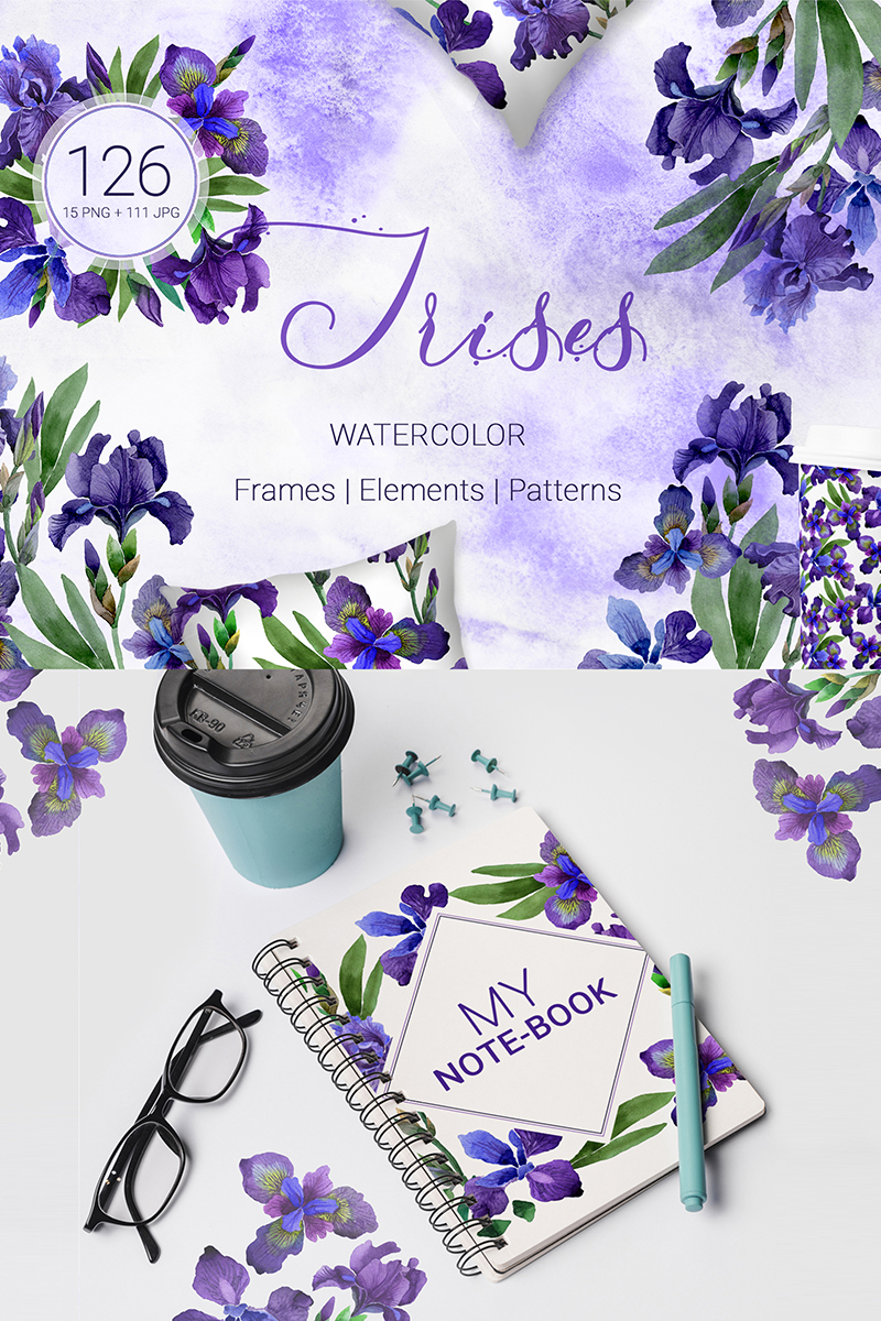 Irises Gentle Watercolor png - Illustration