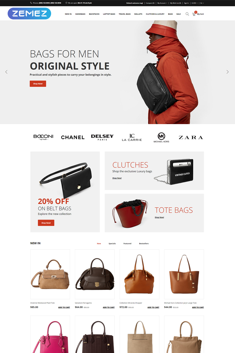 hBags - Handbag Multipage Clean OpenCart Template