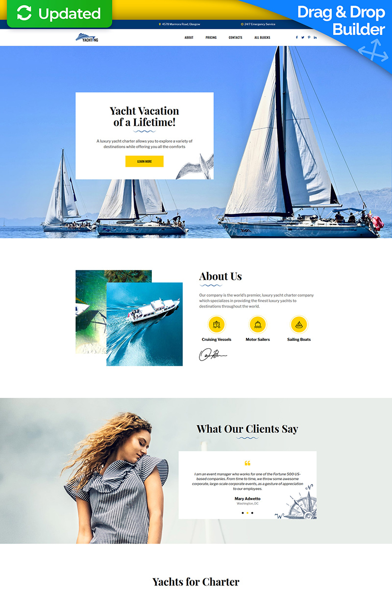 Yachting - Yacht Club Landing Page Template