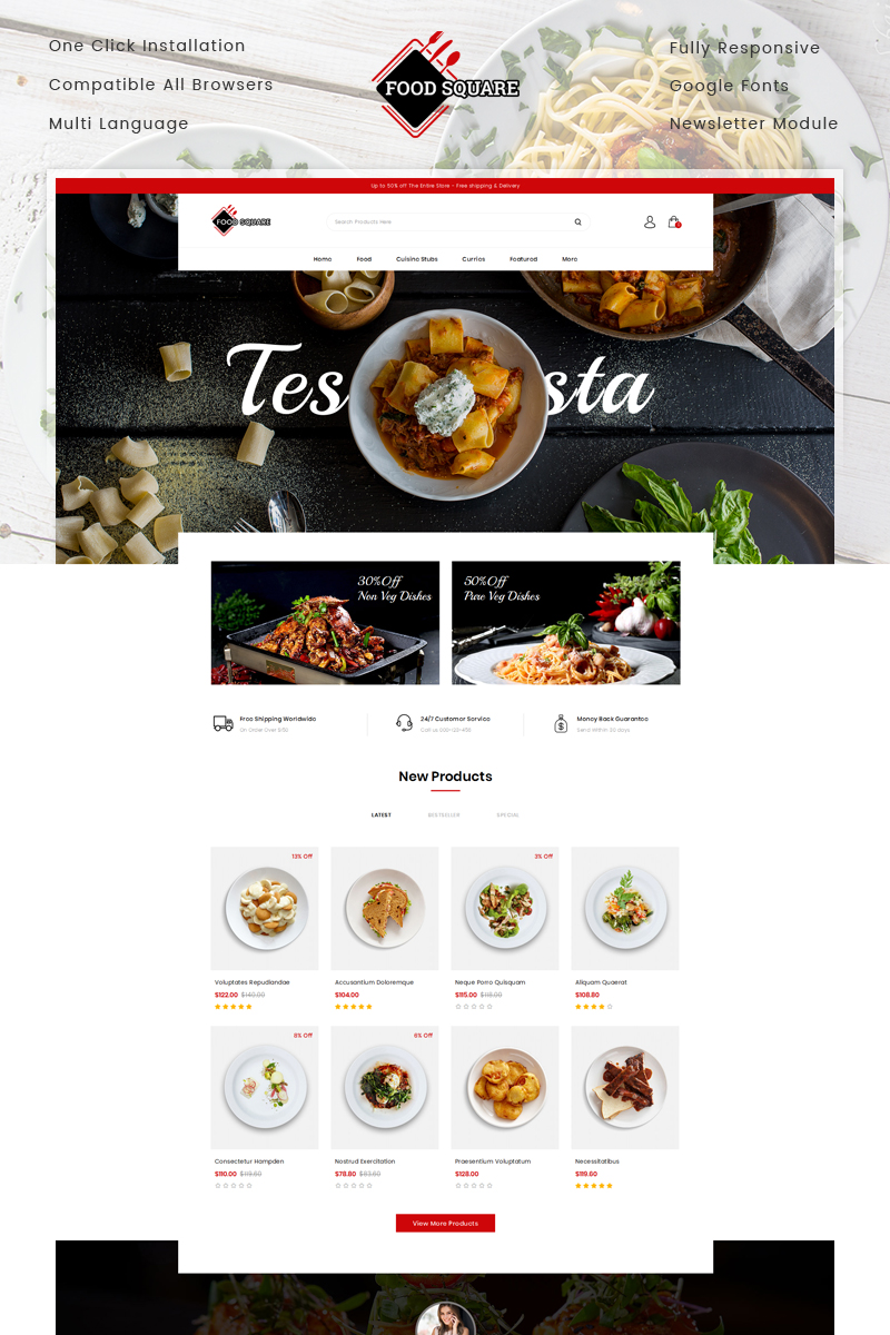 Food Square - Restaurant Store OpenCart Template