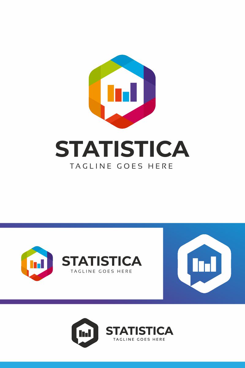 Statistics Hexagon Colorful Logo Template