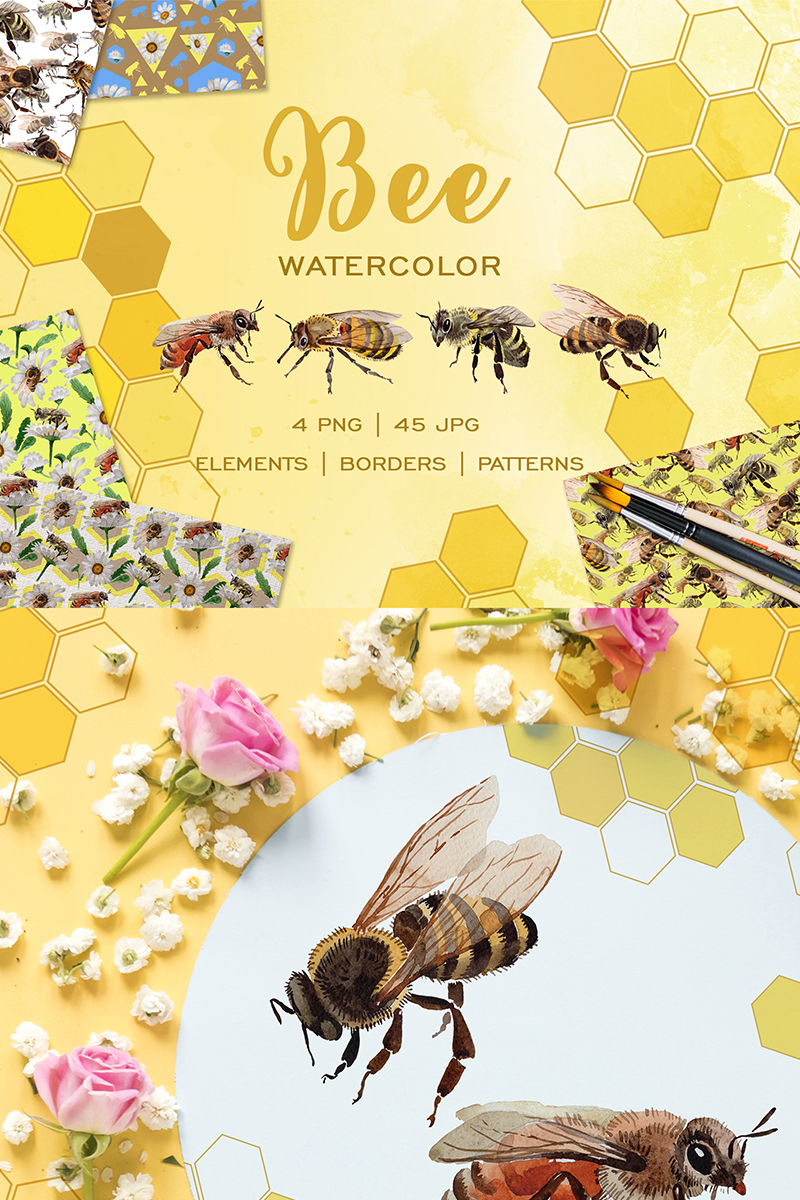 Bee Watercolor Png - Illustration
