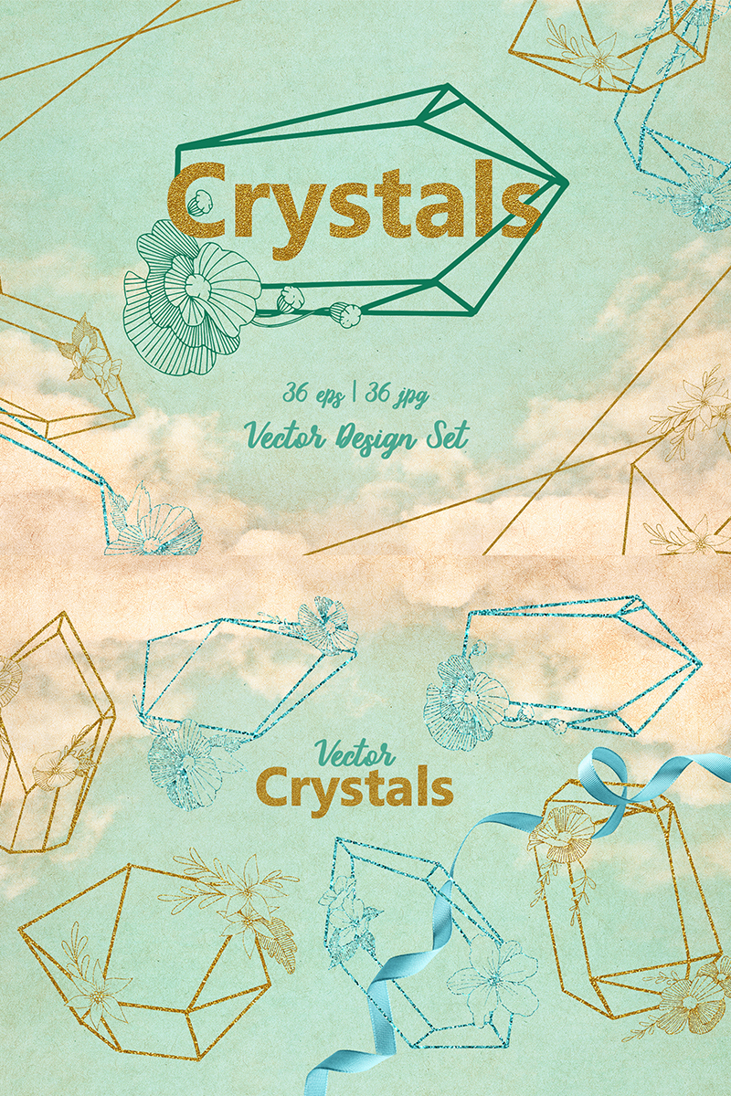 Magic Crystals Vector Design Set - Illustration