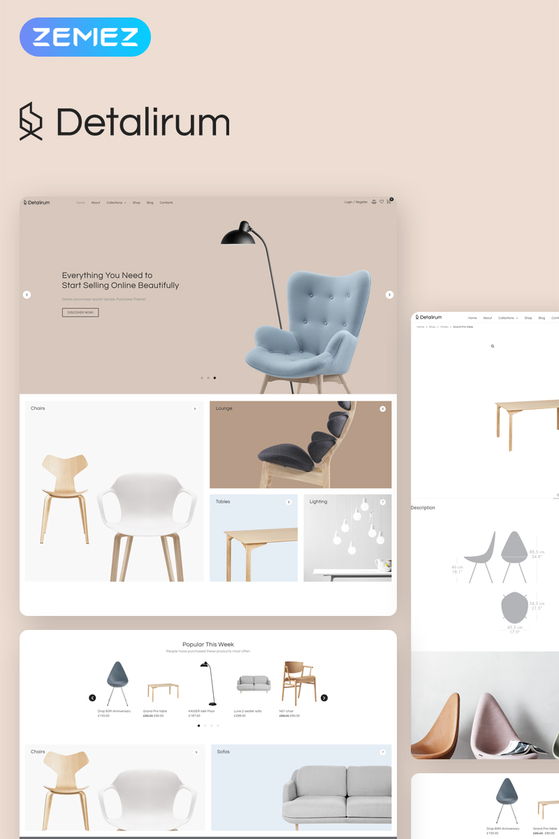 Detalirum - Furniture Design ECommerce Minimal Elementor WooCommerce Theme