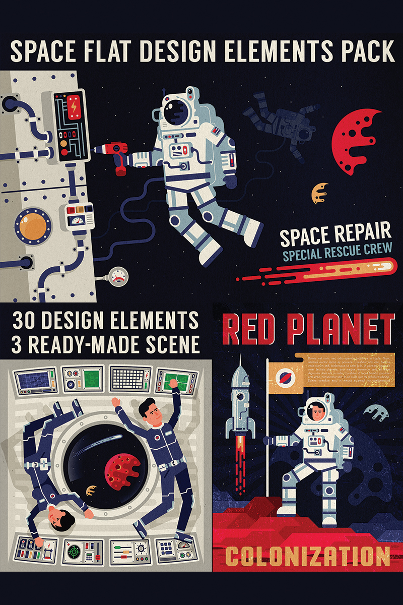 Space Design Elements Pack - Illustration