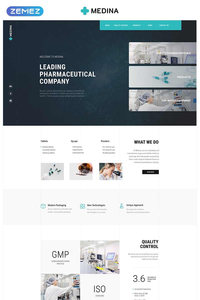 Medina - Pharmaceutical Company Modern HTML Landing Page Template
