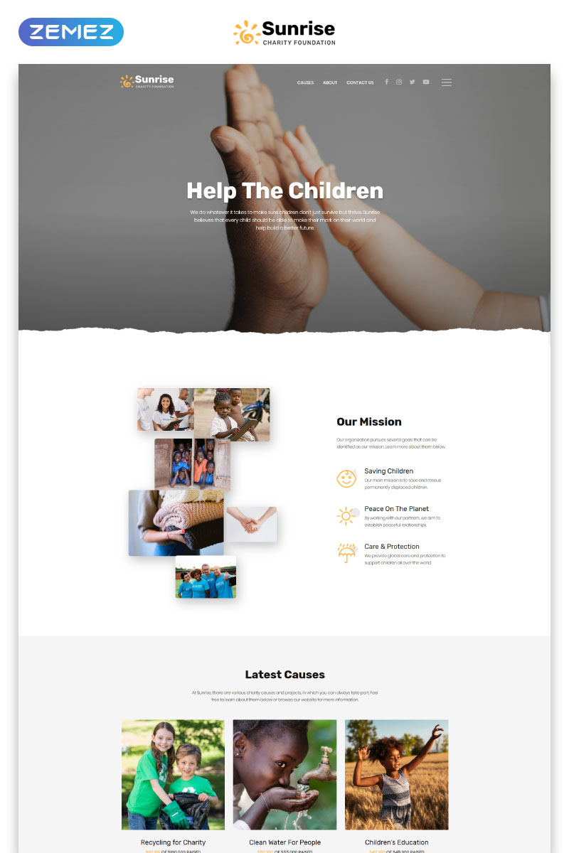 Sunrise - Charity Foundation Modern HTML5 Landing Page Template