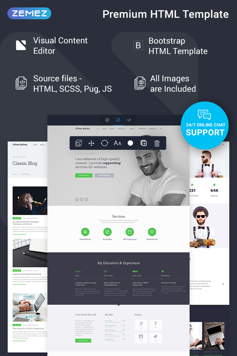 Oliver Bates - Copywriting Services Classic Ready-to-Use HTML5 Website Template