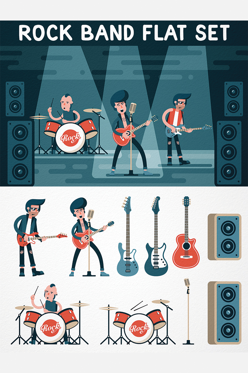 Rock Band Flat Set - Illustration