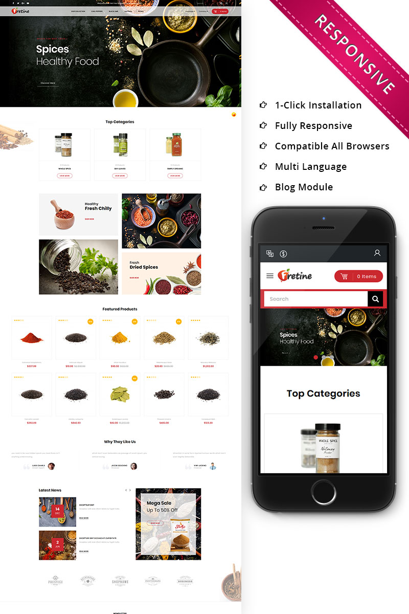 Fretine Spice Store - Responsive OpenCart Template