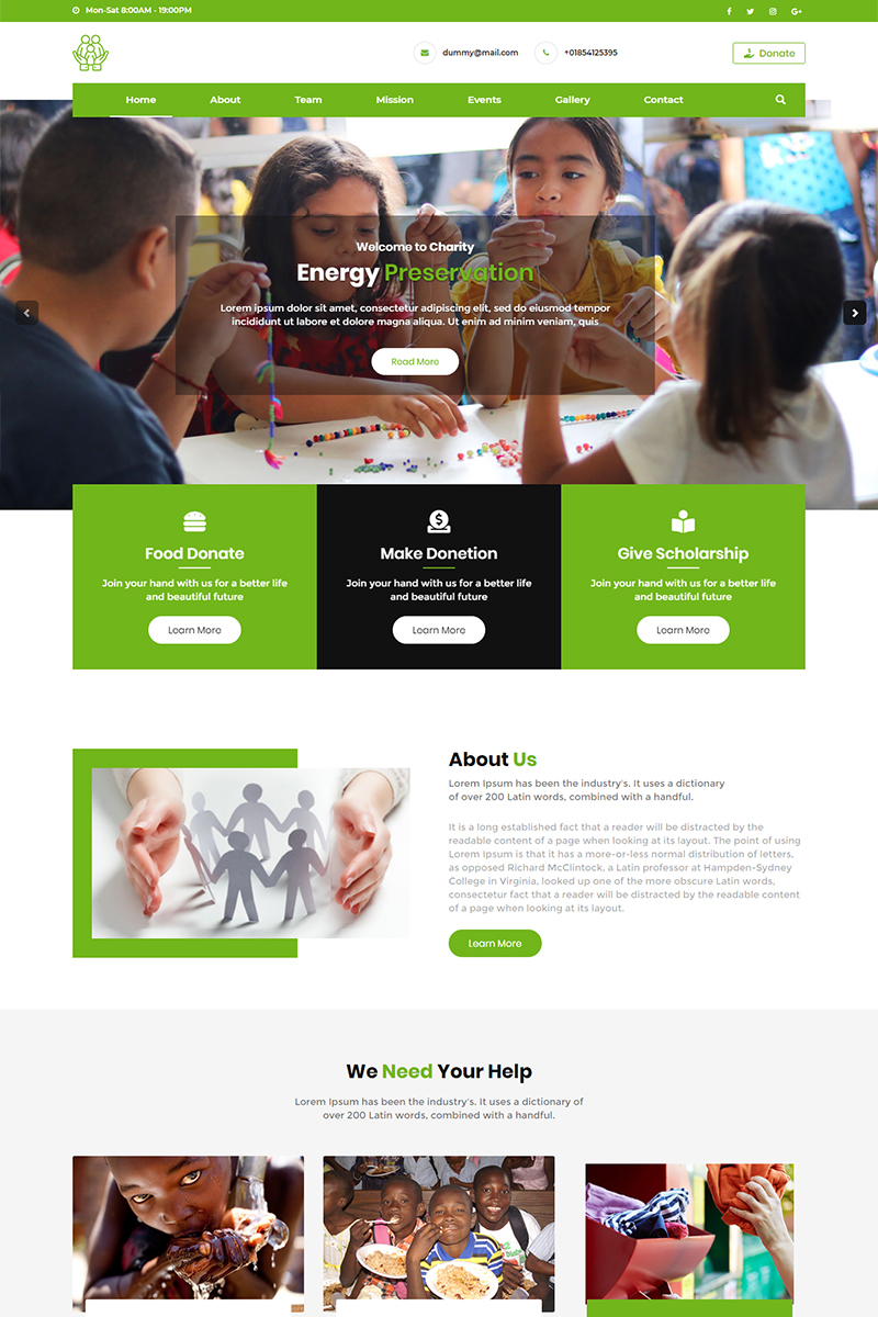 Helping Hands Charity Landing Page Template