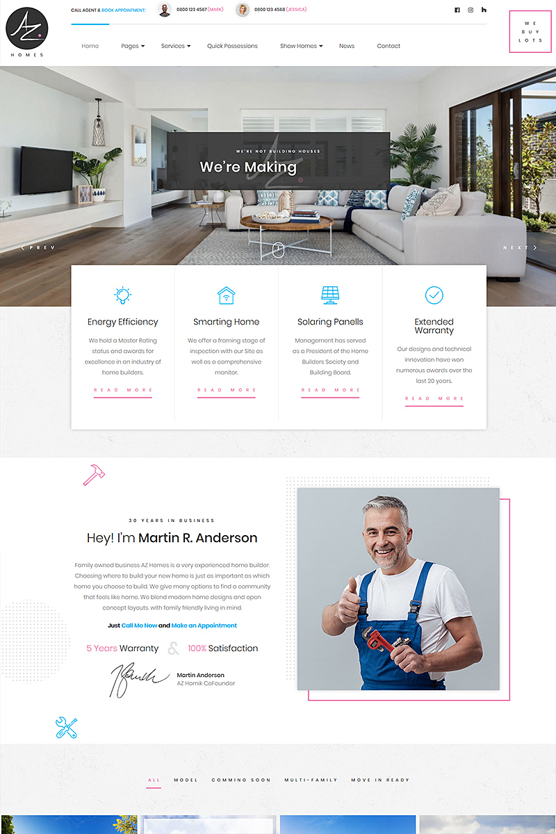 AZhomes - Local Home Builders WordPress Theme