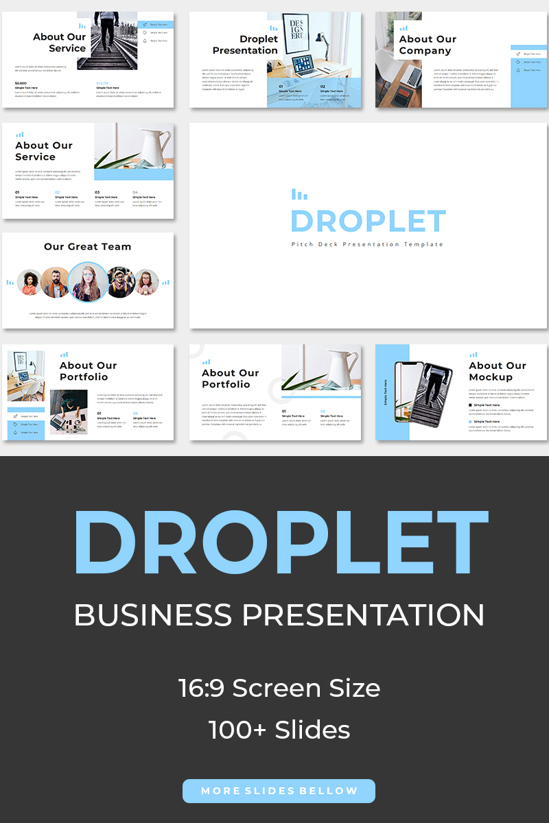 Droplet Pitch Deck PowerPoint template