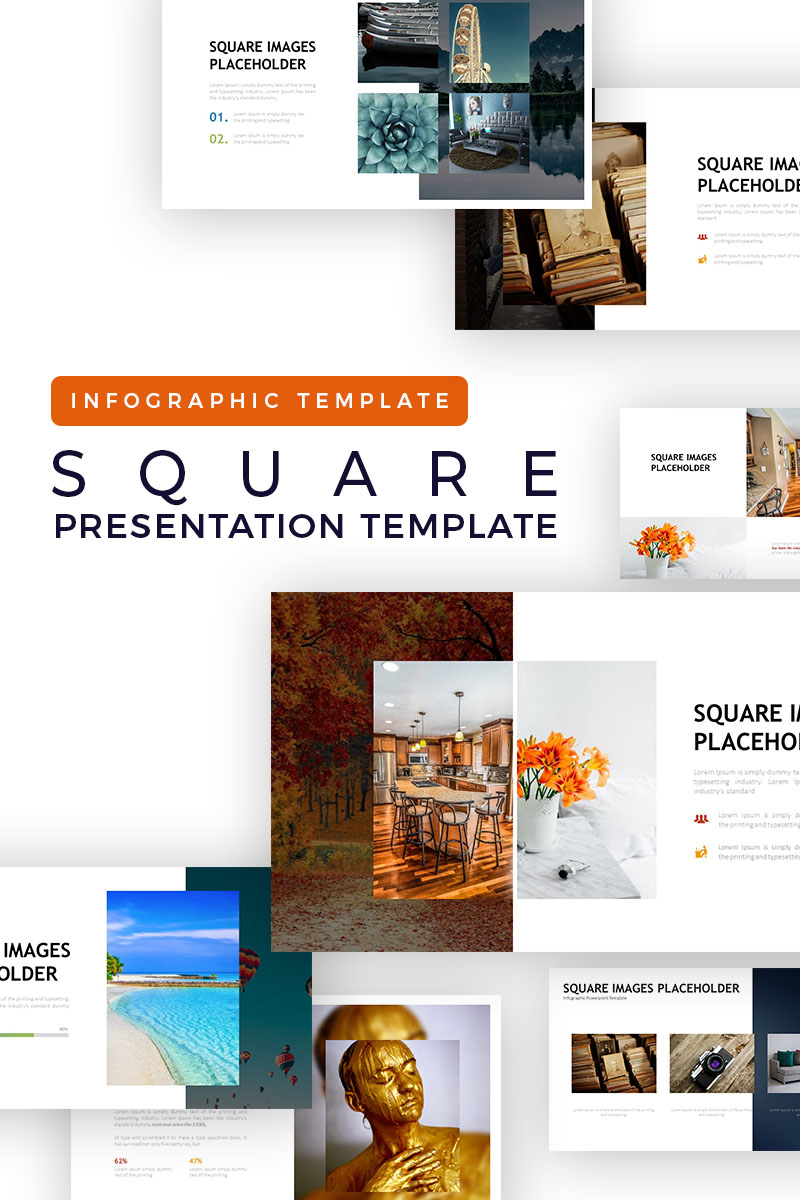 Square Placeholder Presentation - Infographic PowerPoint template