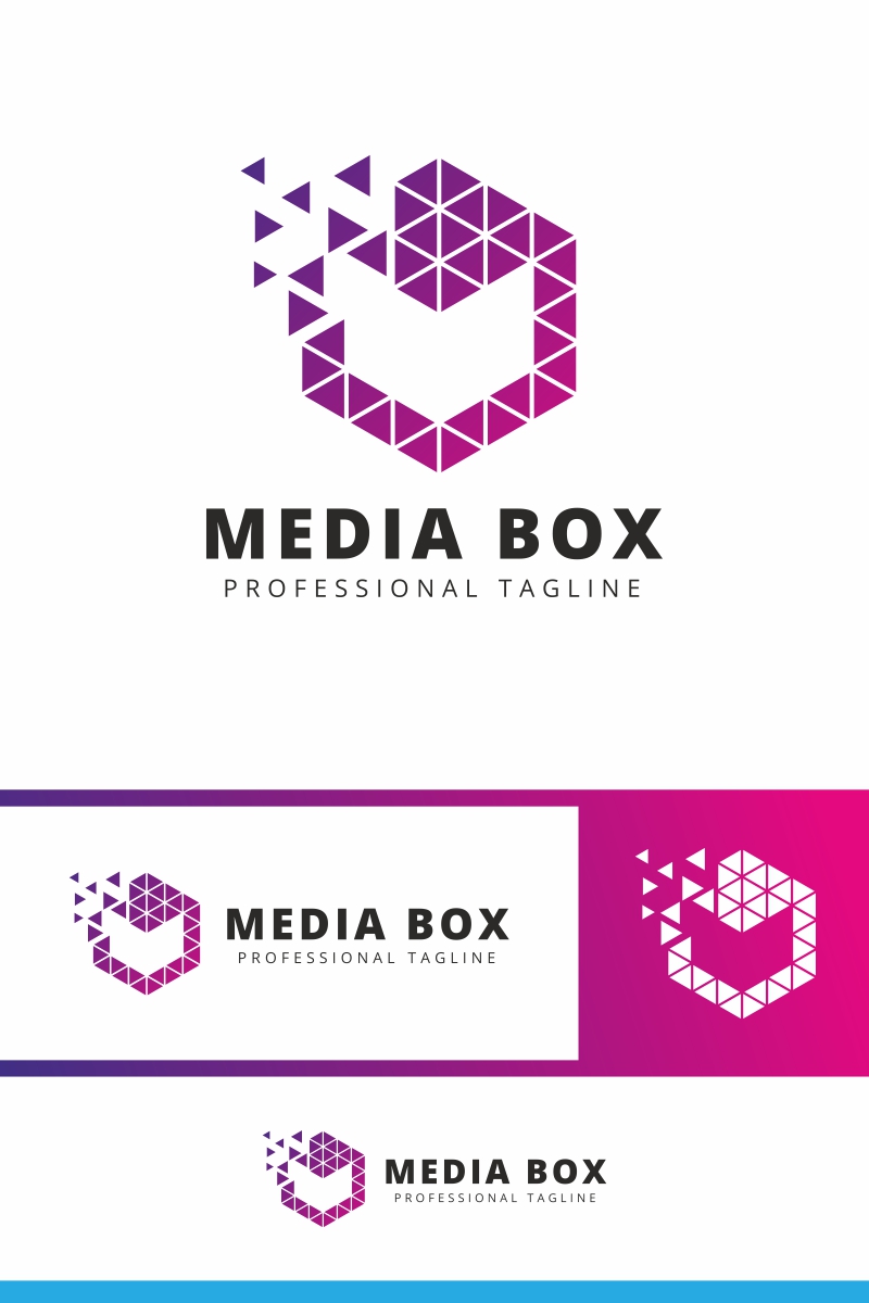 Media Box M Pixel Letter Logo Template