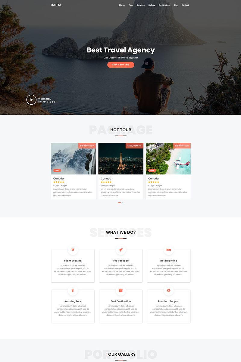 Delite - Travel Agency HTML Landing Page Template
