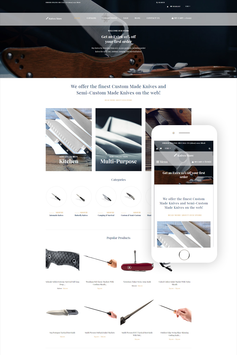 Knives and Weapons Store Clean Shopify Theme
