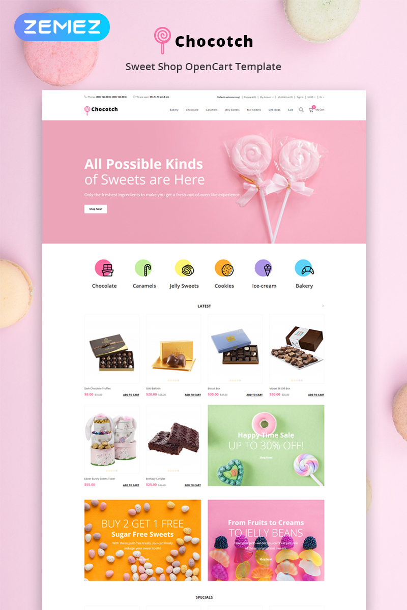 Chocotch - Sweet Shop E-commerce Creative OpenCart Template