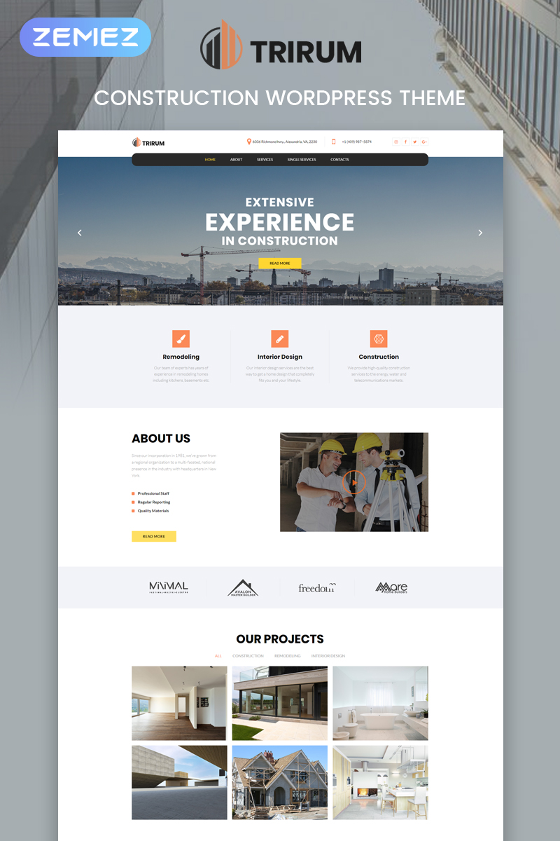 Trirum - Construction Multipurpose Modern WordPress Elementor Theme