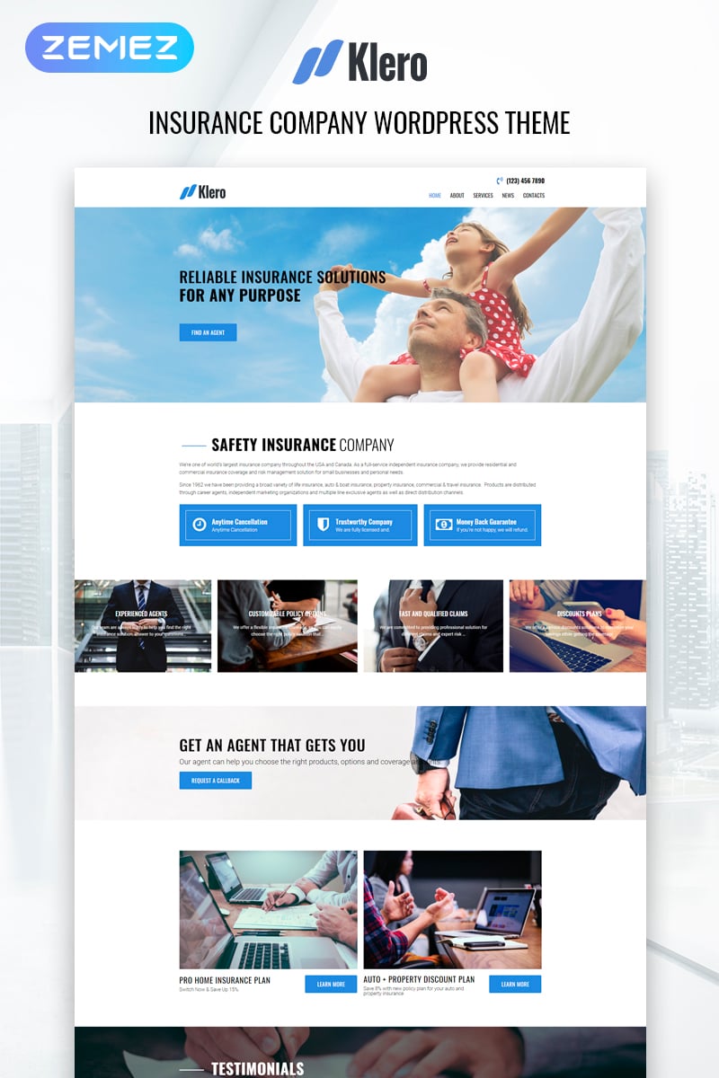 Klero - Insurance Services Multipurpose Classic WordPress Elementor Theme