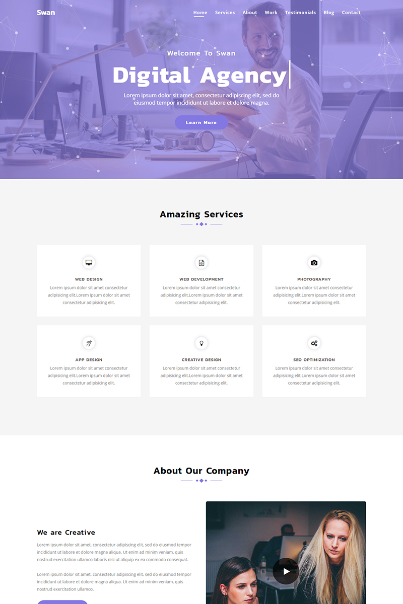 Swan - Parallax Agency HTML Landing Page Template