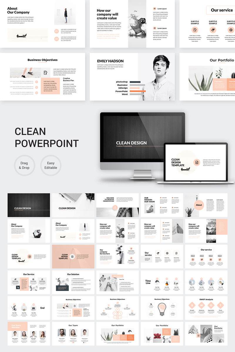 Clean Design Minimal Presentation PowerPoint template