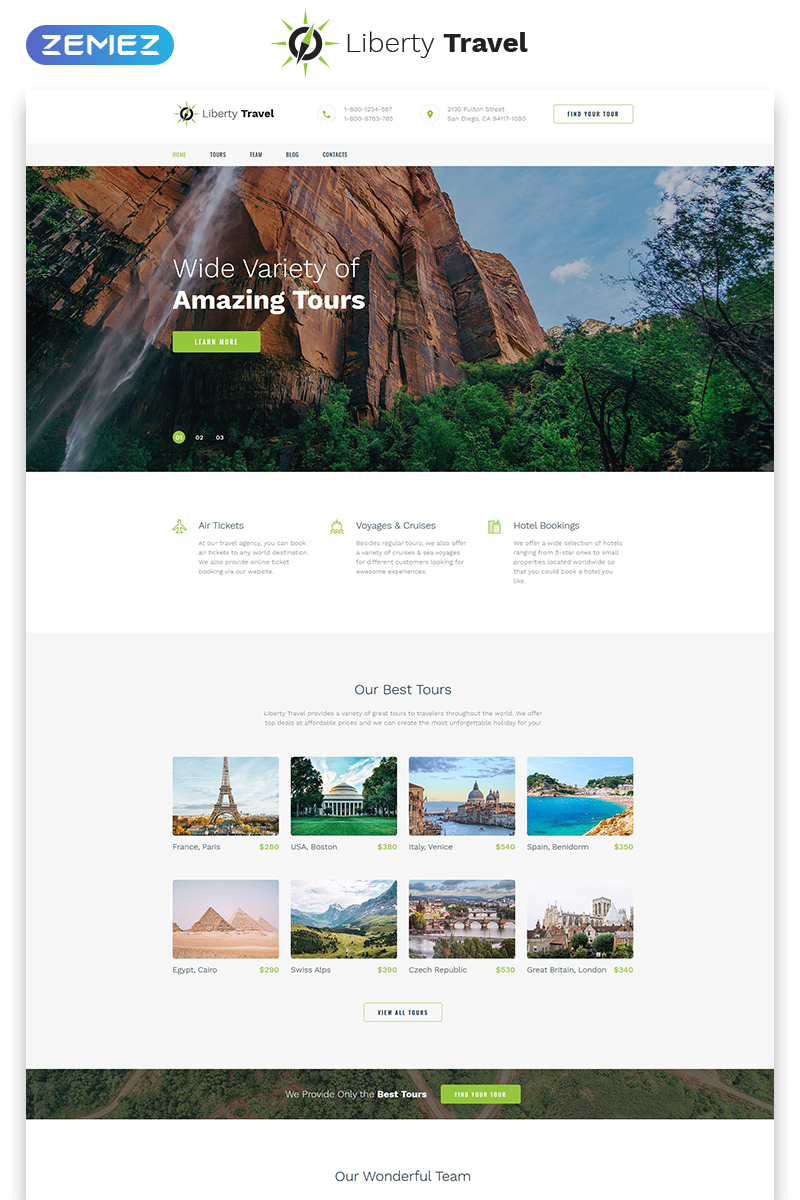 Liberty Travel - Travel Agency  Modern HTML Bootstrap Landing Page Template