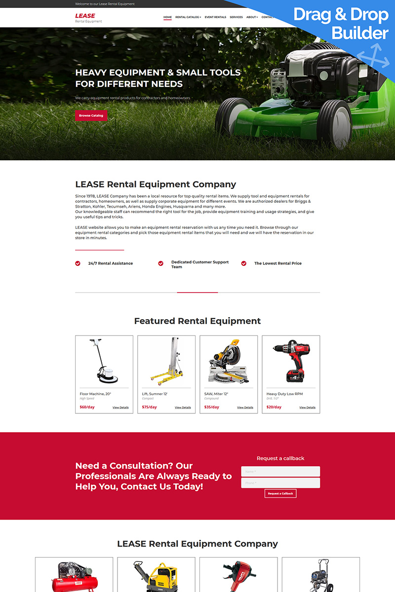 Lease - Tool Rentals Moto CMS 3 Template