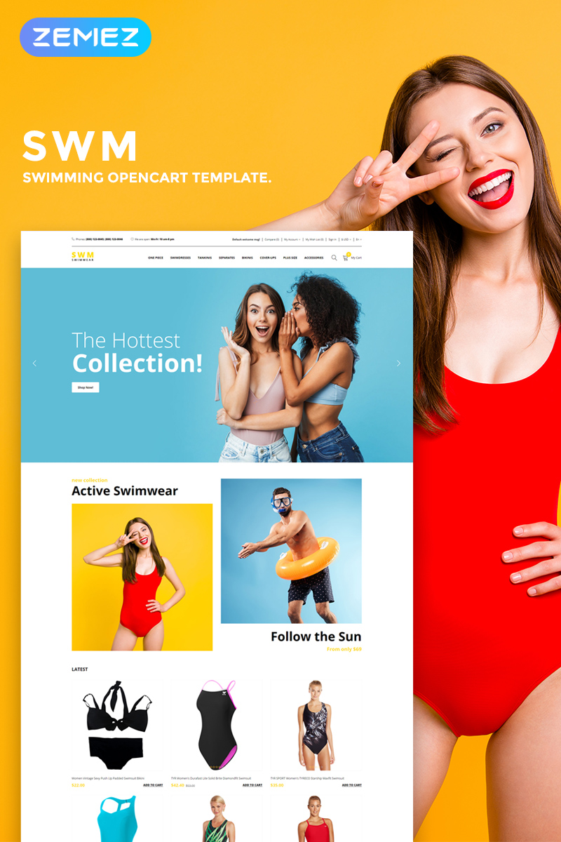 SWM - Swimming Multipage Clean OpenCart Template