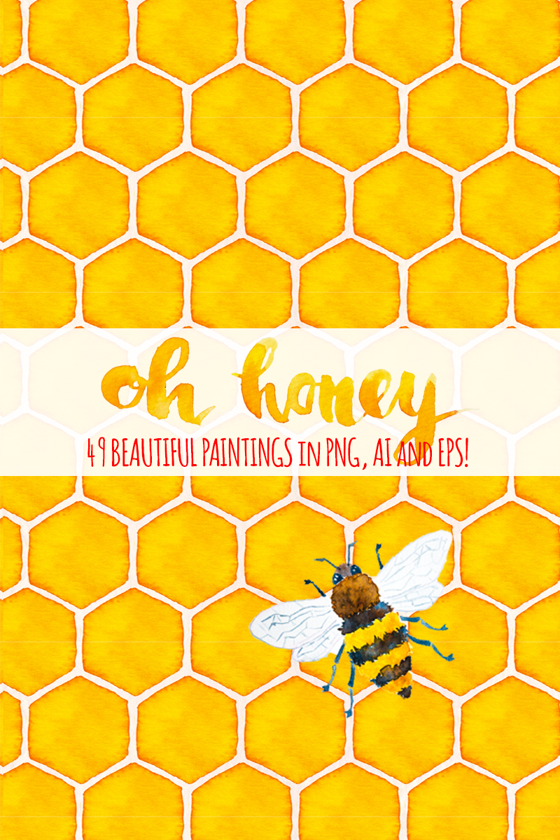 49 Honey Bee Spring Watercolor - Illustration