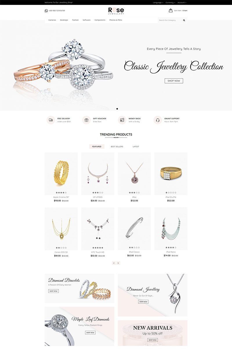 Rose Jewellery Store OpenCart Template