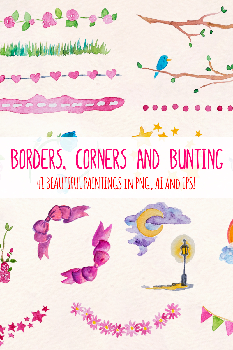 40 Borders, Corners and Bunting - Illustration