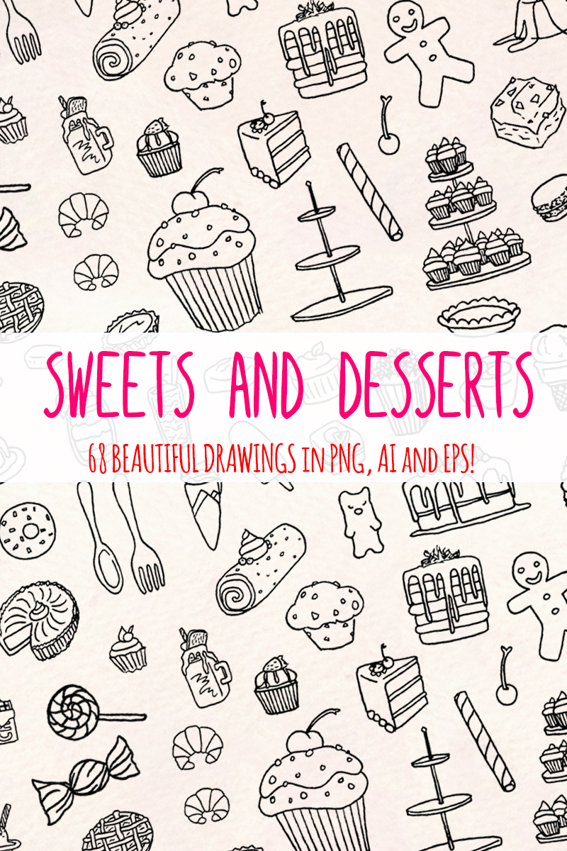 68 Sweets and Desserts - Illustration