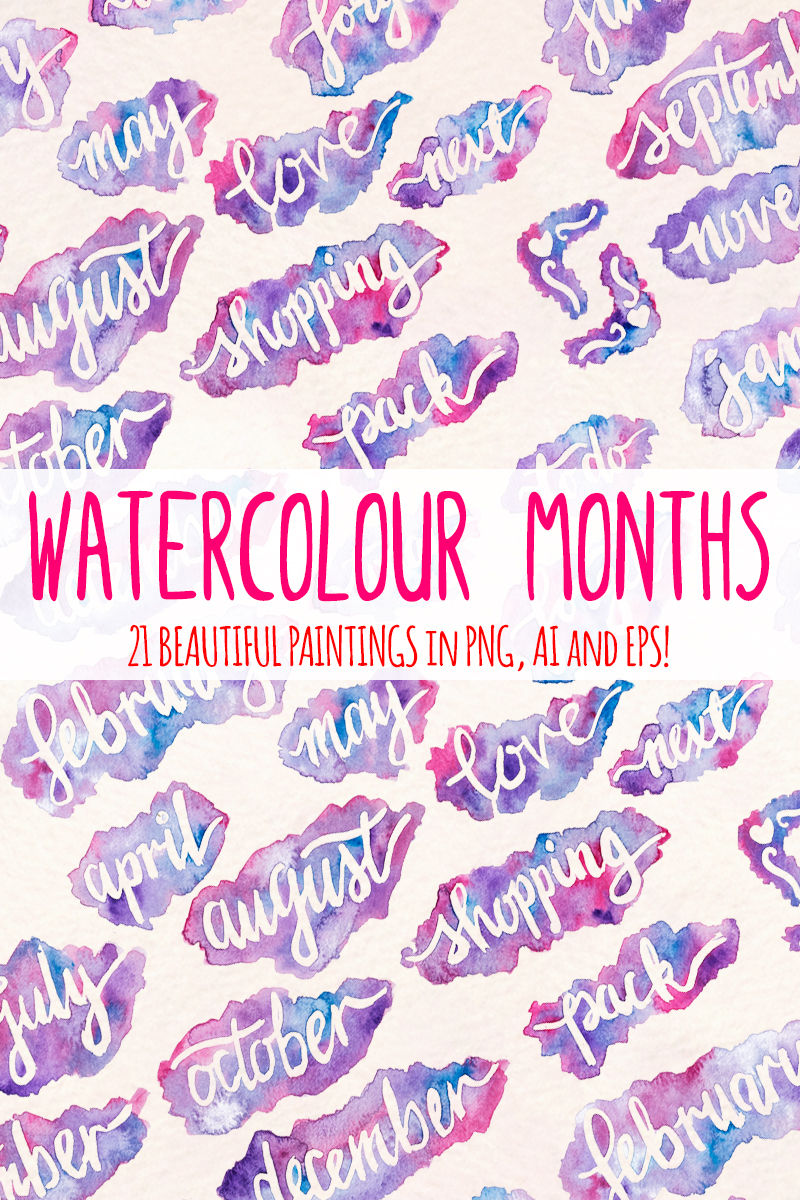 21 Watercolor Month Markers - Illustration