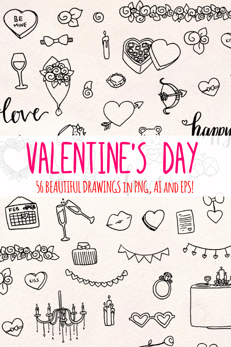 56 Romantic Valentines Day - Illustration