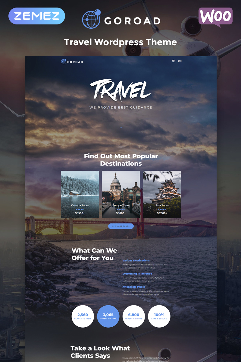 Goroad - Travel Agency Multipurpose Modern WordPress Elementor Theme