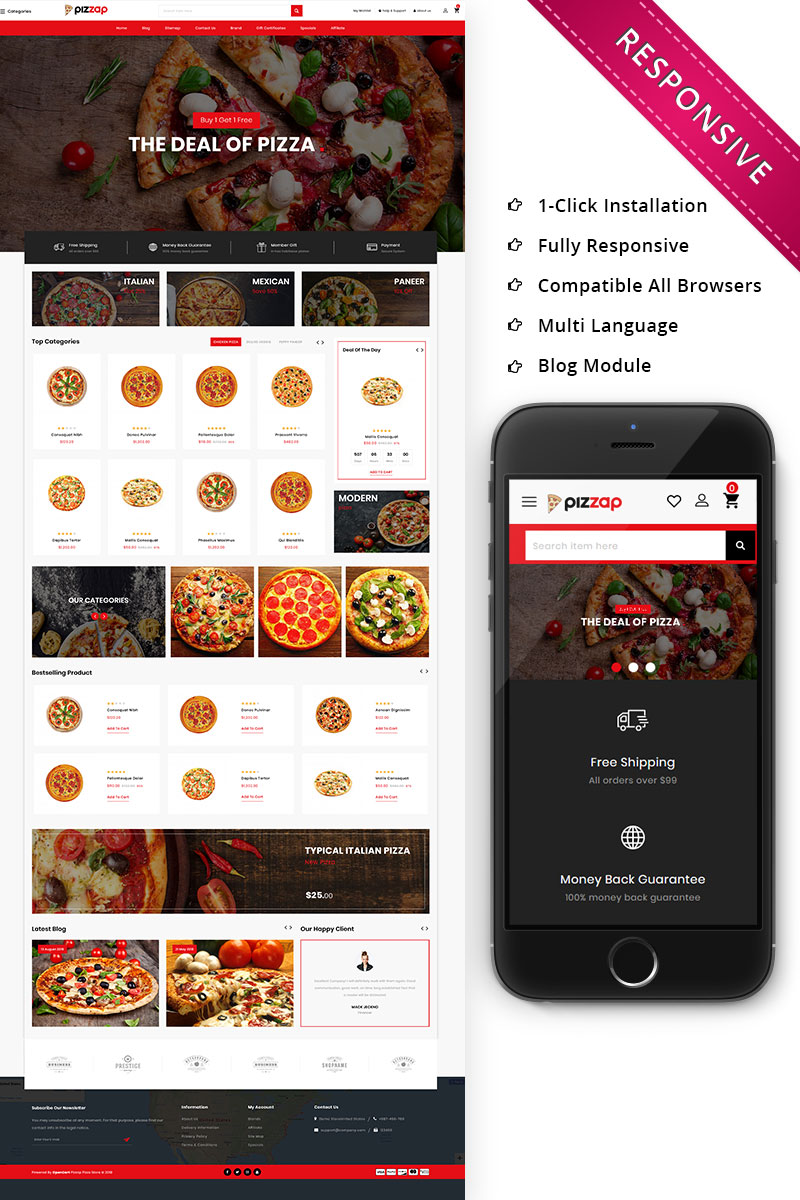 Pizzap - The Pizza Store OpenCart Template