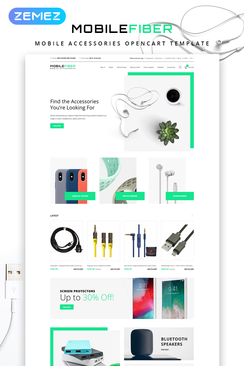 MobileFiber - Mobile Accessories Store Clean OpenCart Template