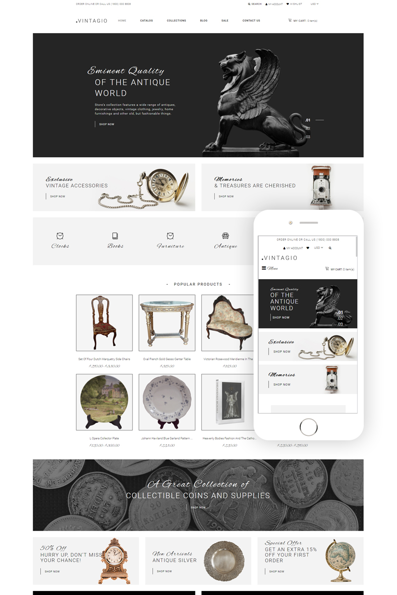Vintagio - Antique Shop Clean Online Store 2.0 Shopify Theme