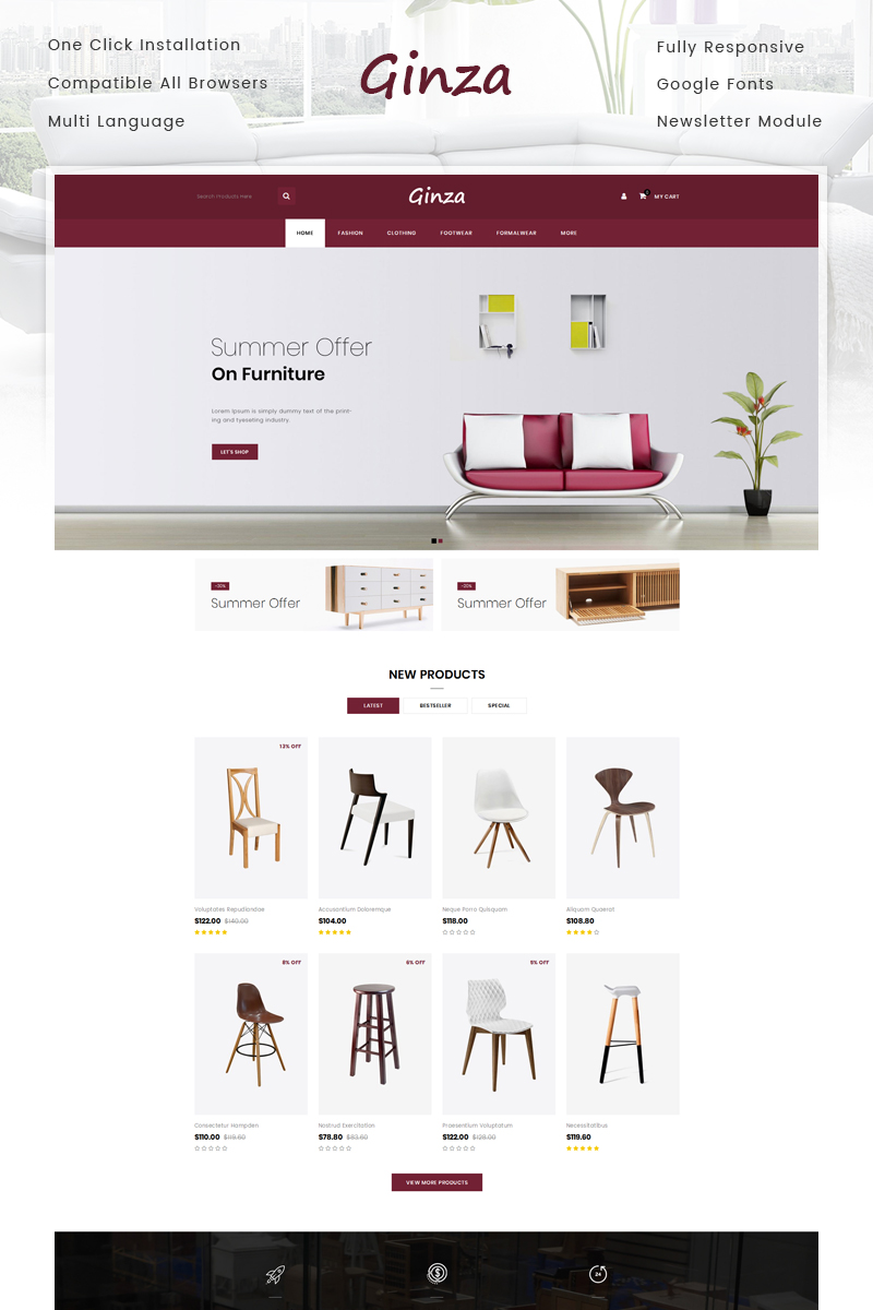 Ginza - Furniture Store OpenCart Responsive Template