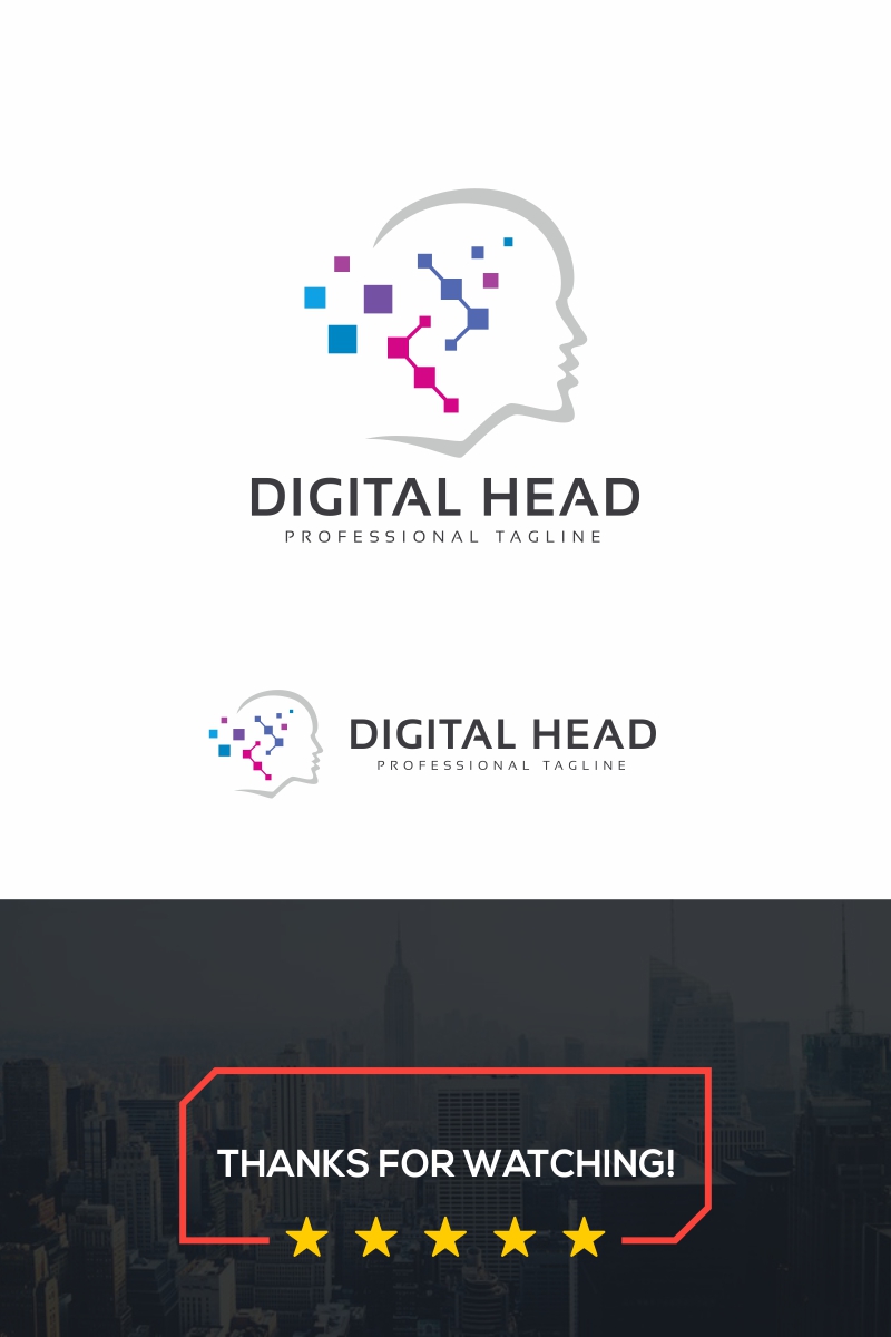 Digital Head Logo Template
