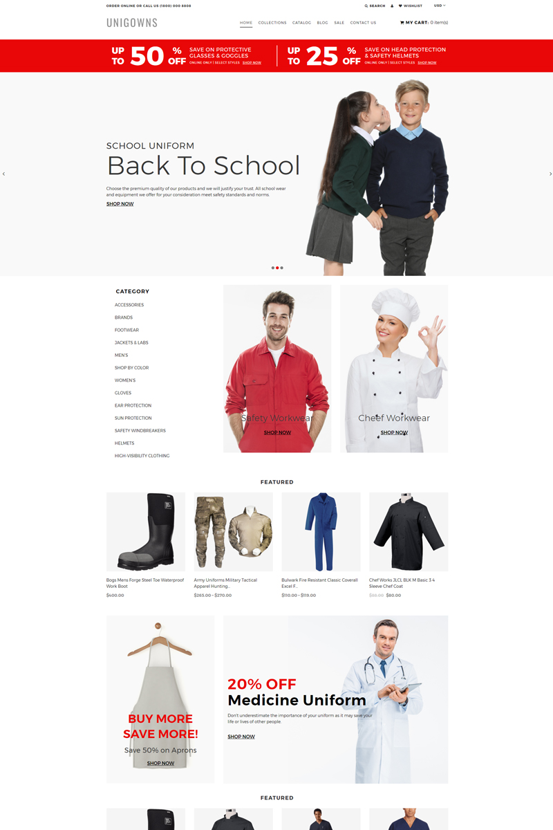 Unigowns - Uniform Store Clean Shopify Theme