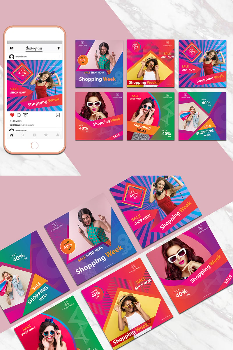 Colorful Instagram Banner Pack Social Media Template