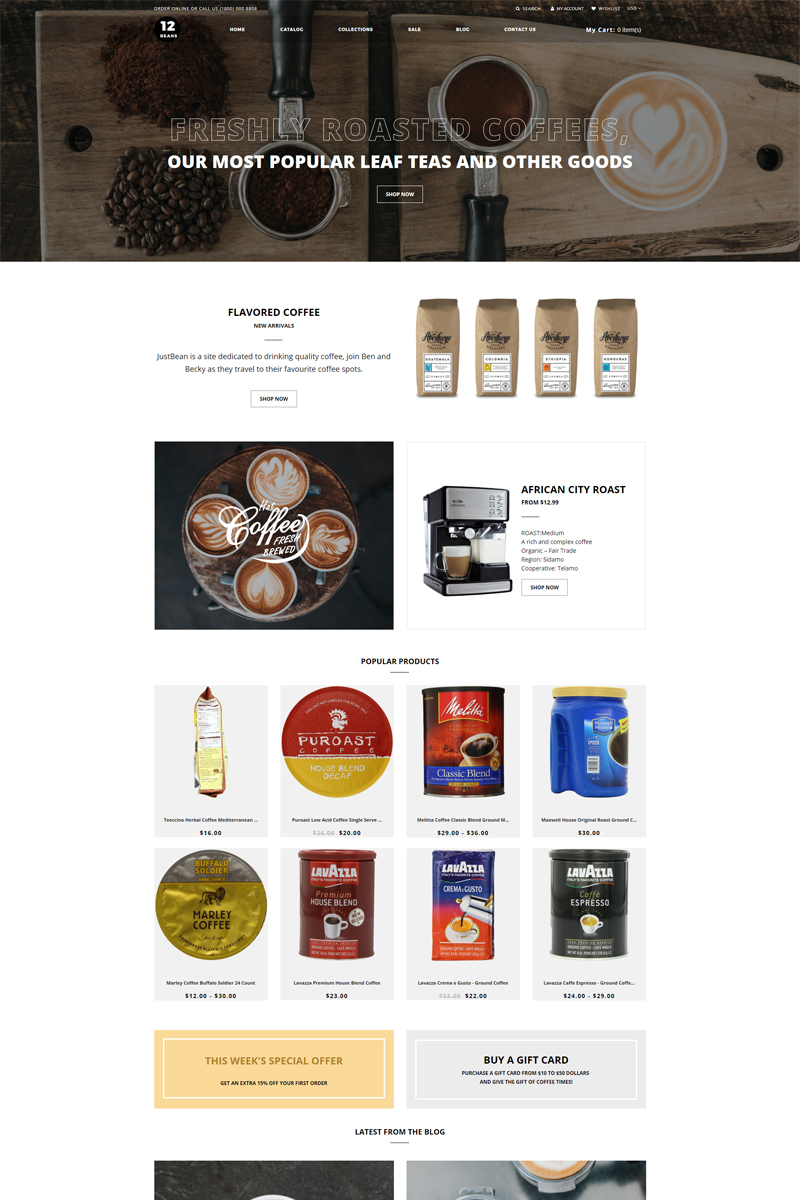 12 Beans - Coffee Shop Ready-To-Use Clean Shopify Theme