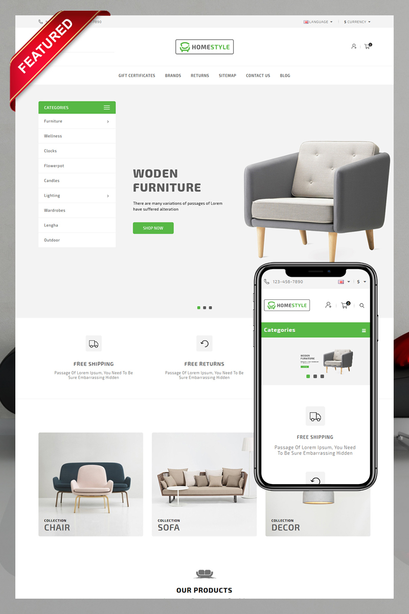 Homestyle Furniture Store OpenCart Template