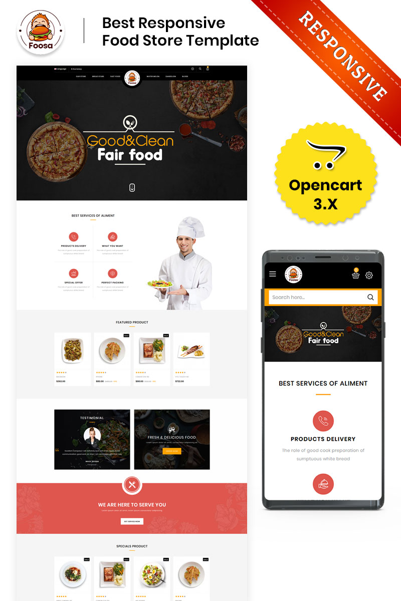 Foosa Fast Food Store - Responsive OpenCart Template